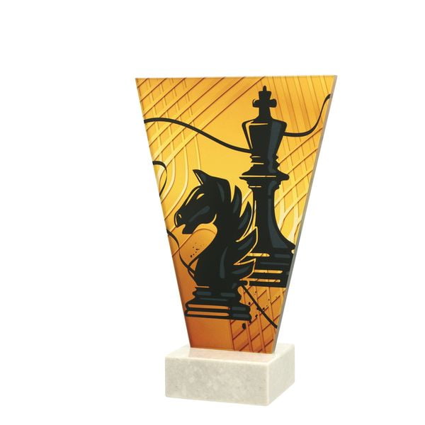 statuetka szklana z figurami szachowymi