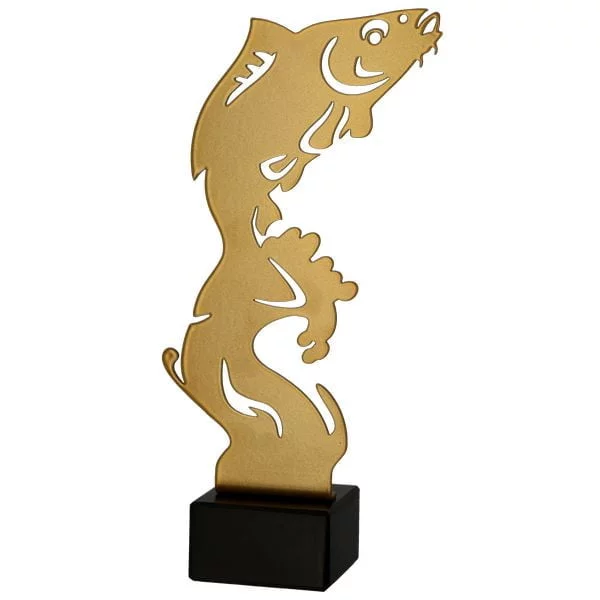 Metalowa statuetka wedkarstwo